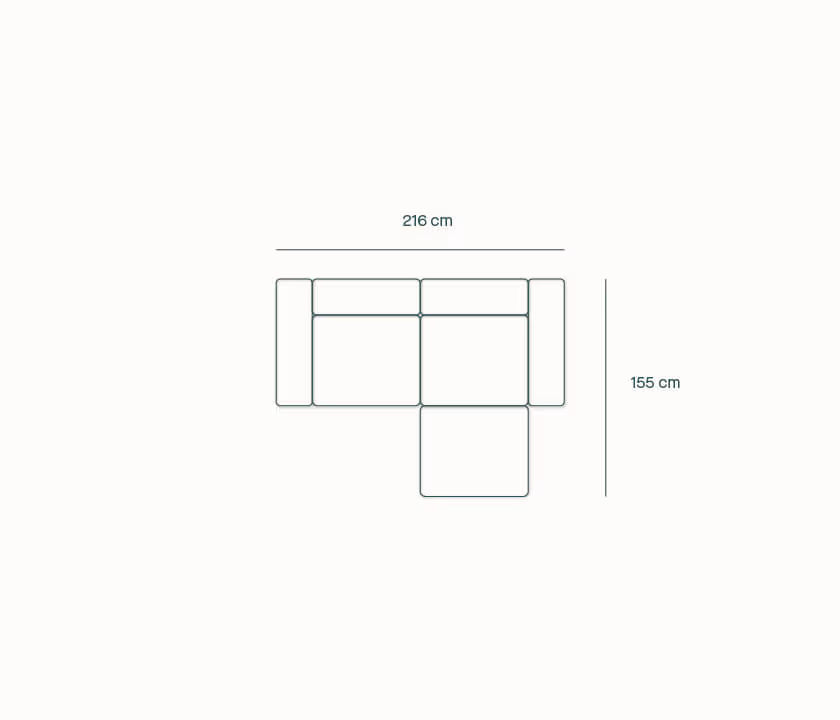Canapé modulable d'angle 3 places avec pouf ARIA