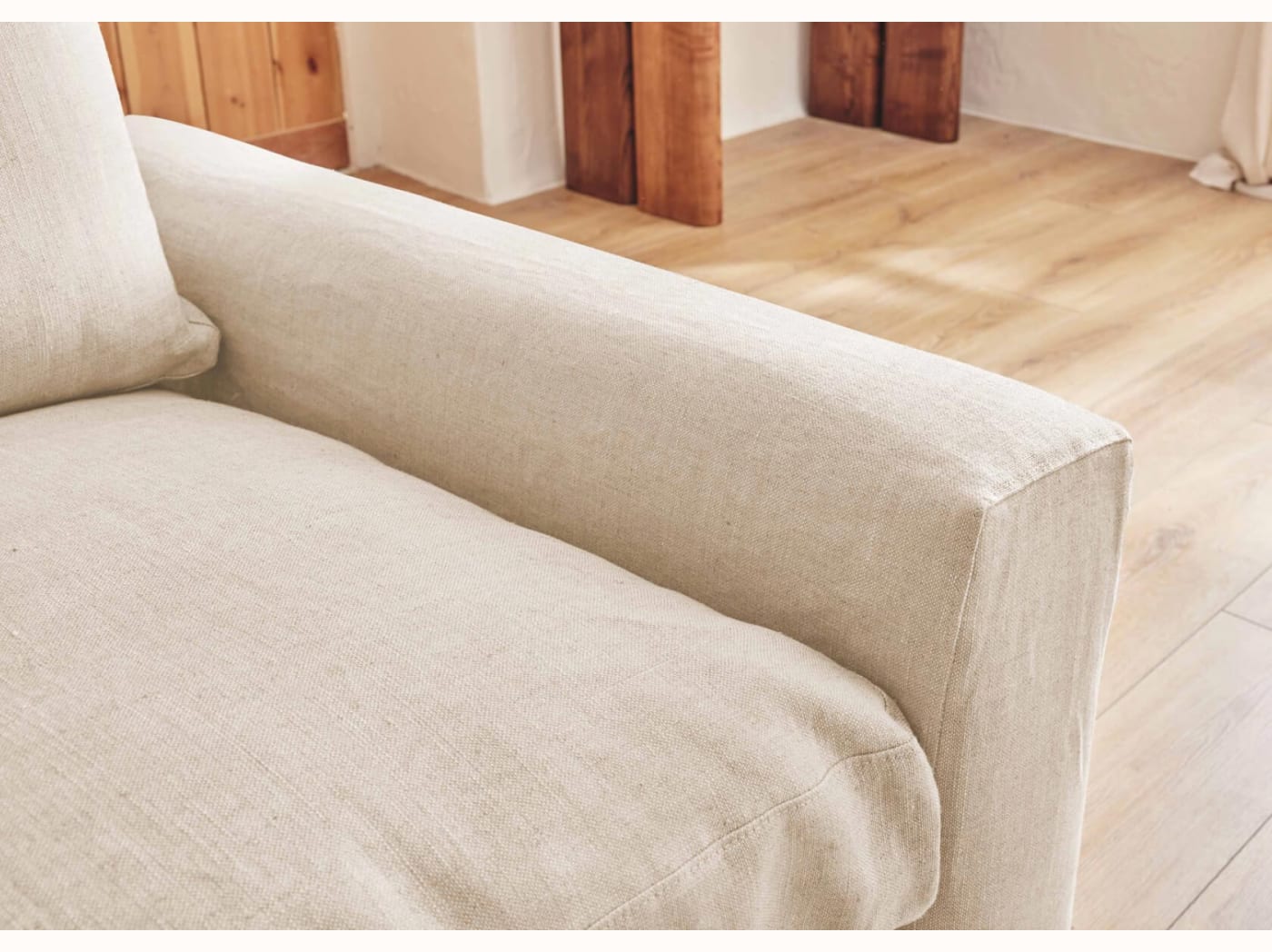 Fauteuil large en lin LENO - 80 cm