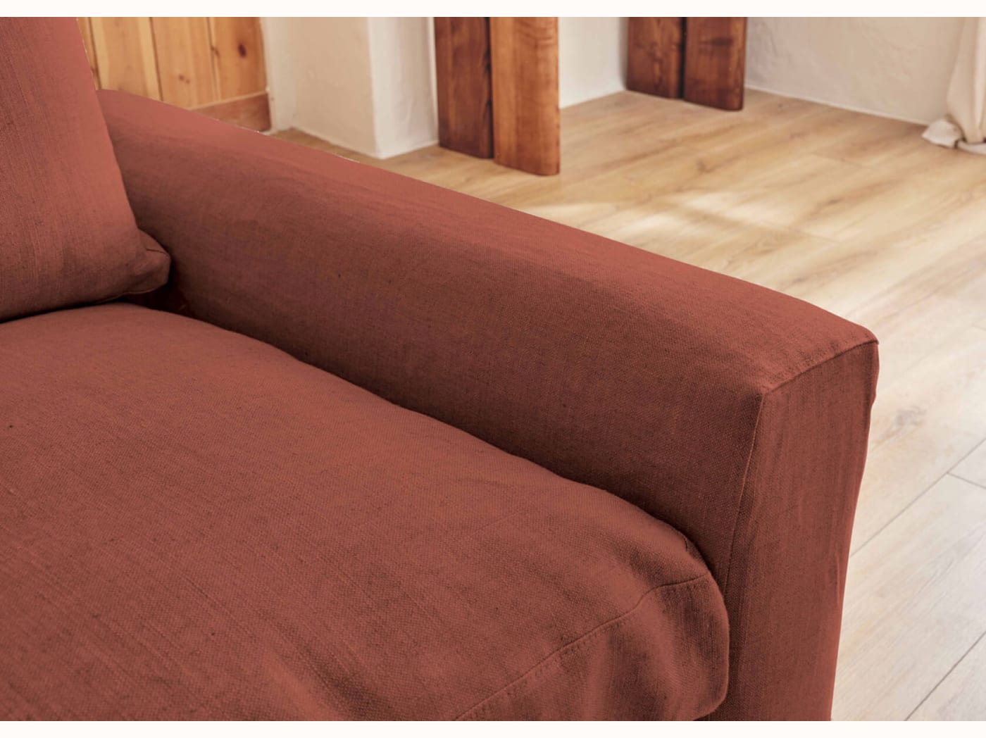 Fauteuil large en lin LENO - 80 cm