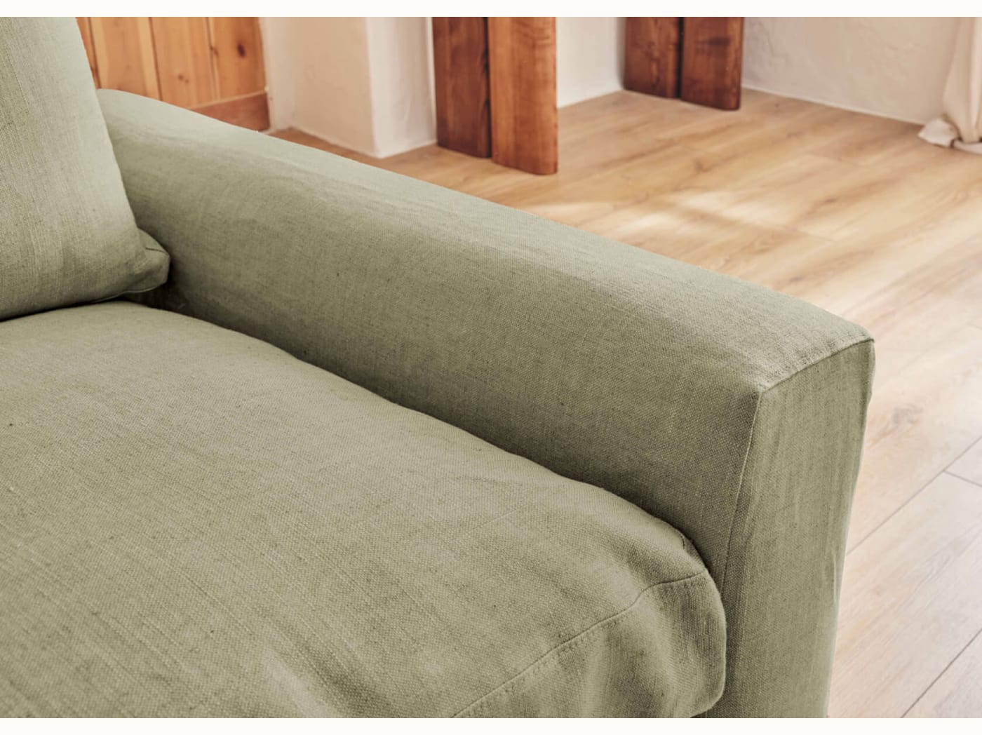 Fauteuil large en lin LENO - 80 cm