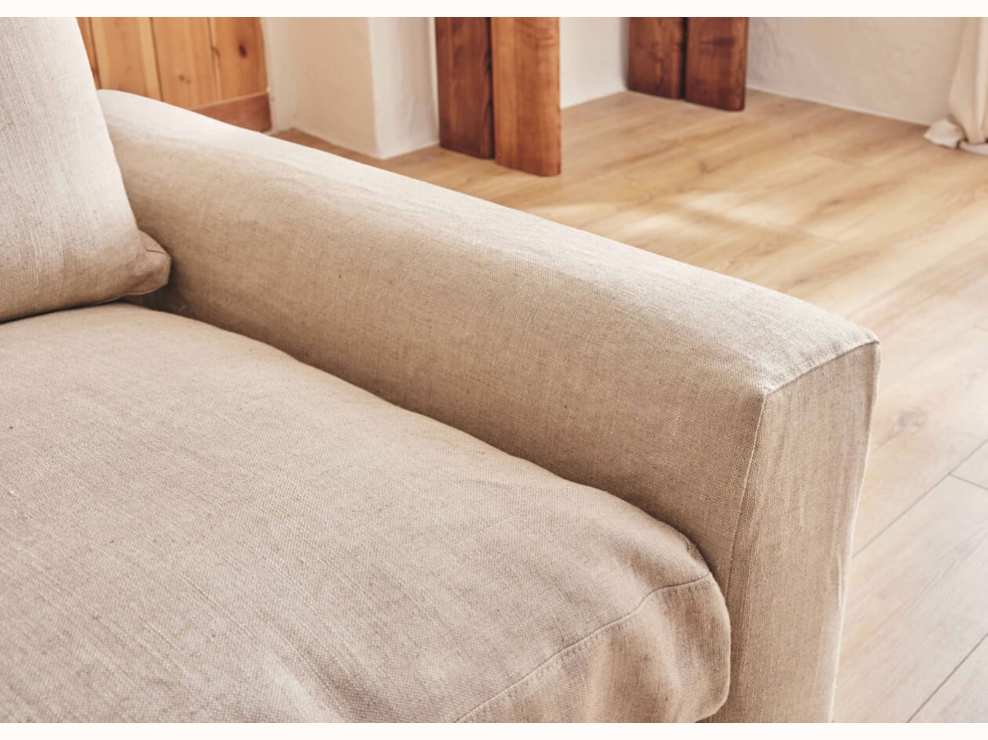 Fauteuil large en lin LENO - 80 cm