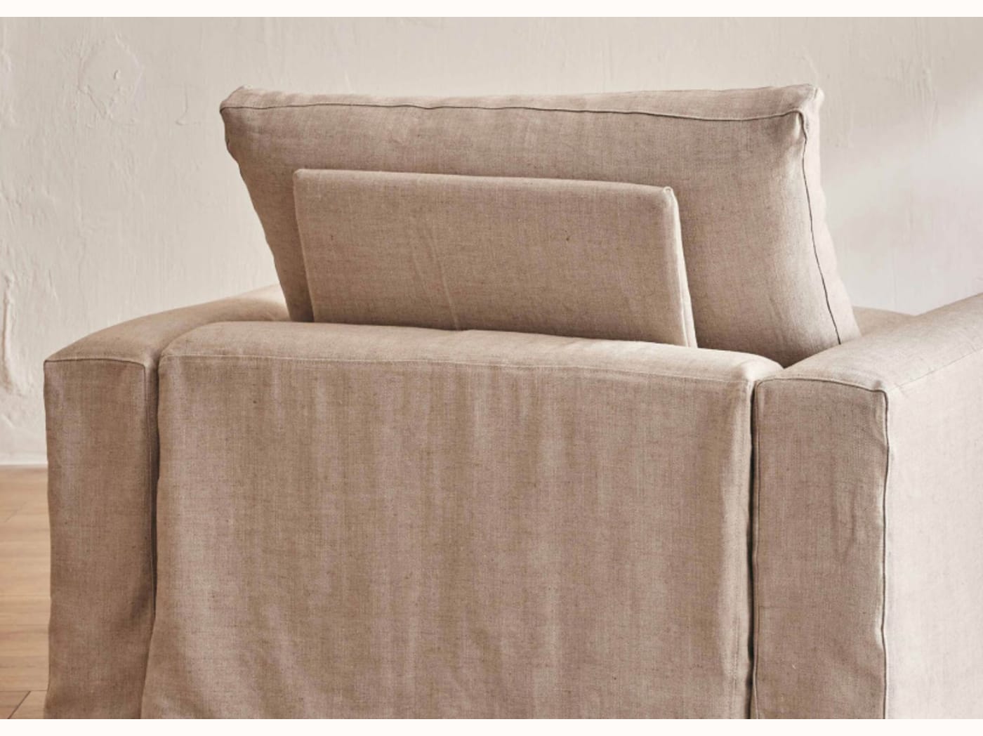 Fauteuil large en lin LENO - 80 cm