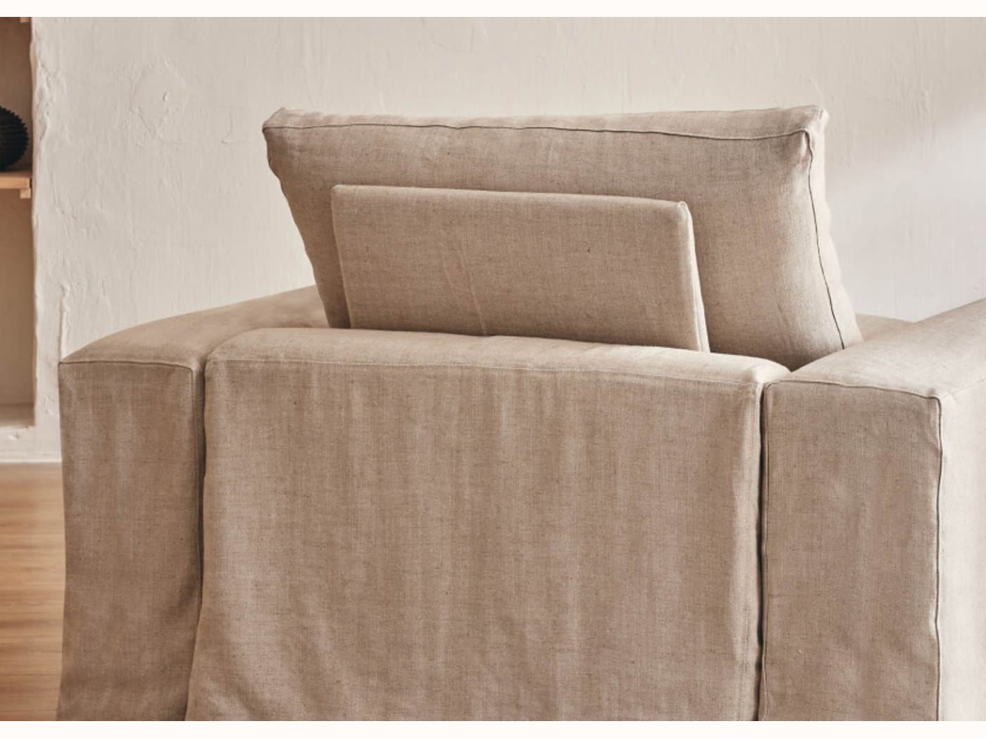 Fauteuil large en lin LENO - 80 cm