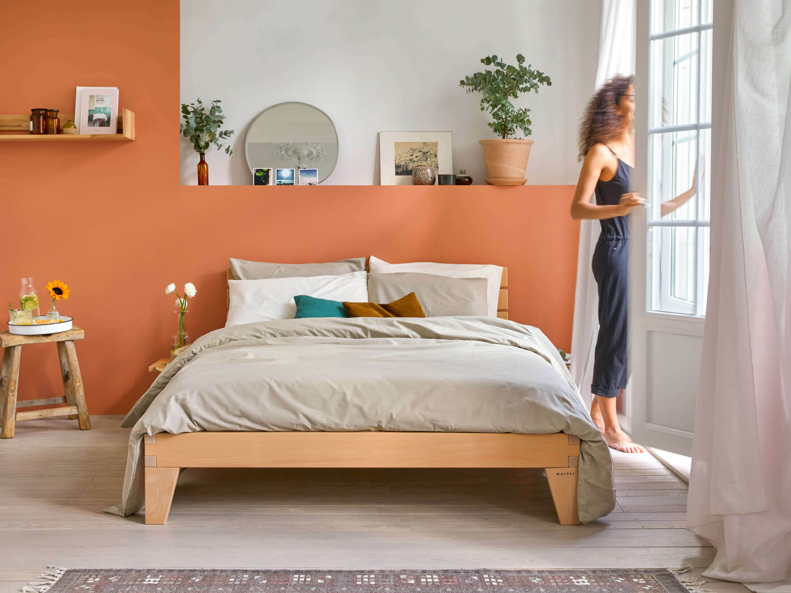 Lit avec sommier en hêtre massif NOVA