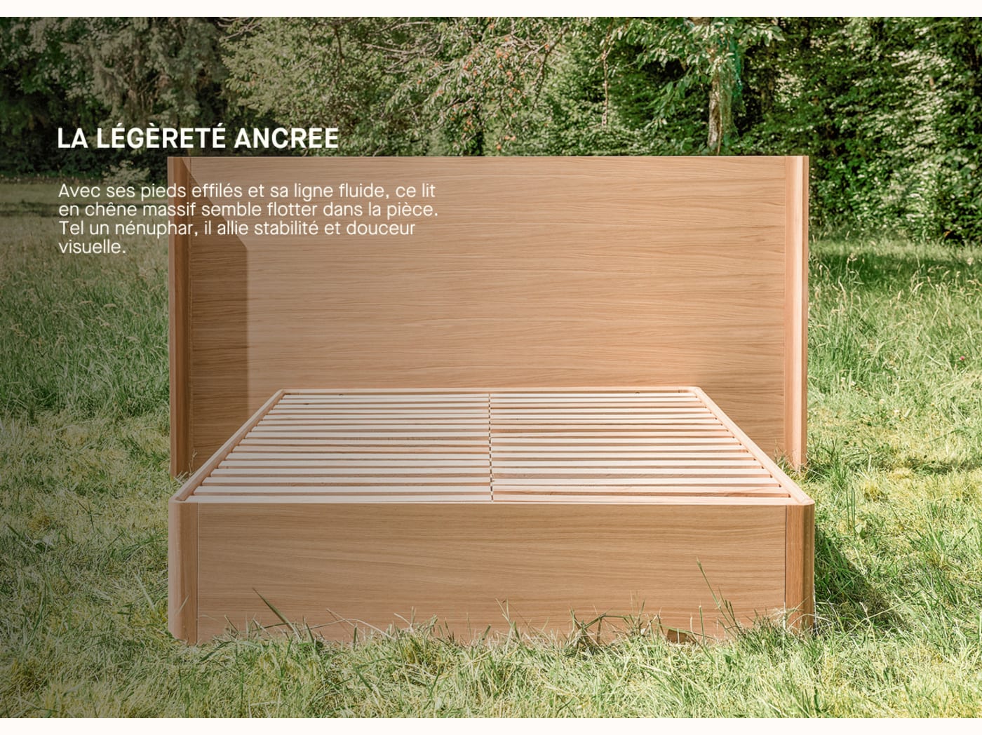 Letto con sommier in rovere massello NÉNUPHAR.