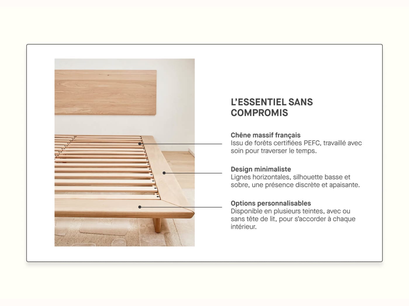 Lit plateforme en bois massif LIVIA