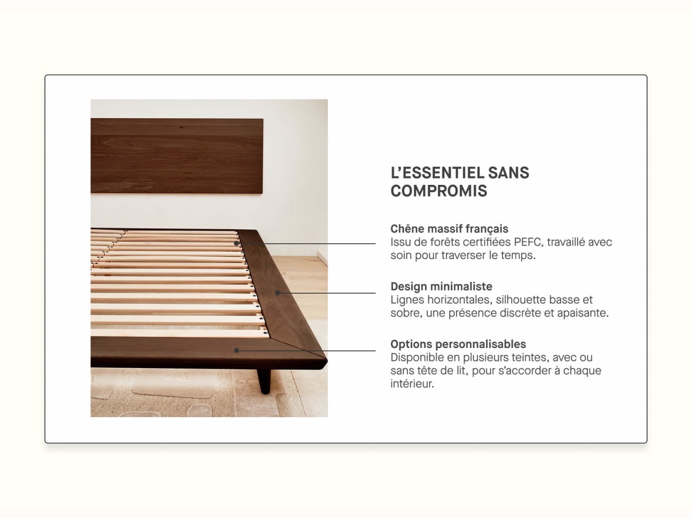 Lit plateforme en bois massif LIVIA