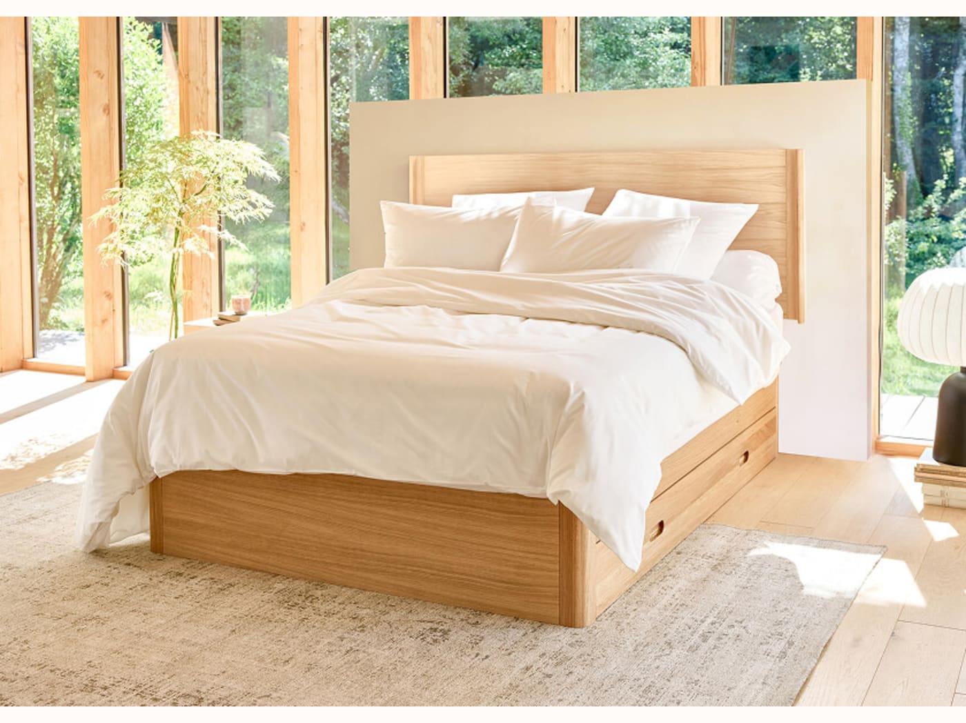 Letto a cassetto in rovere massello NÉNUPHAR