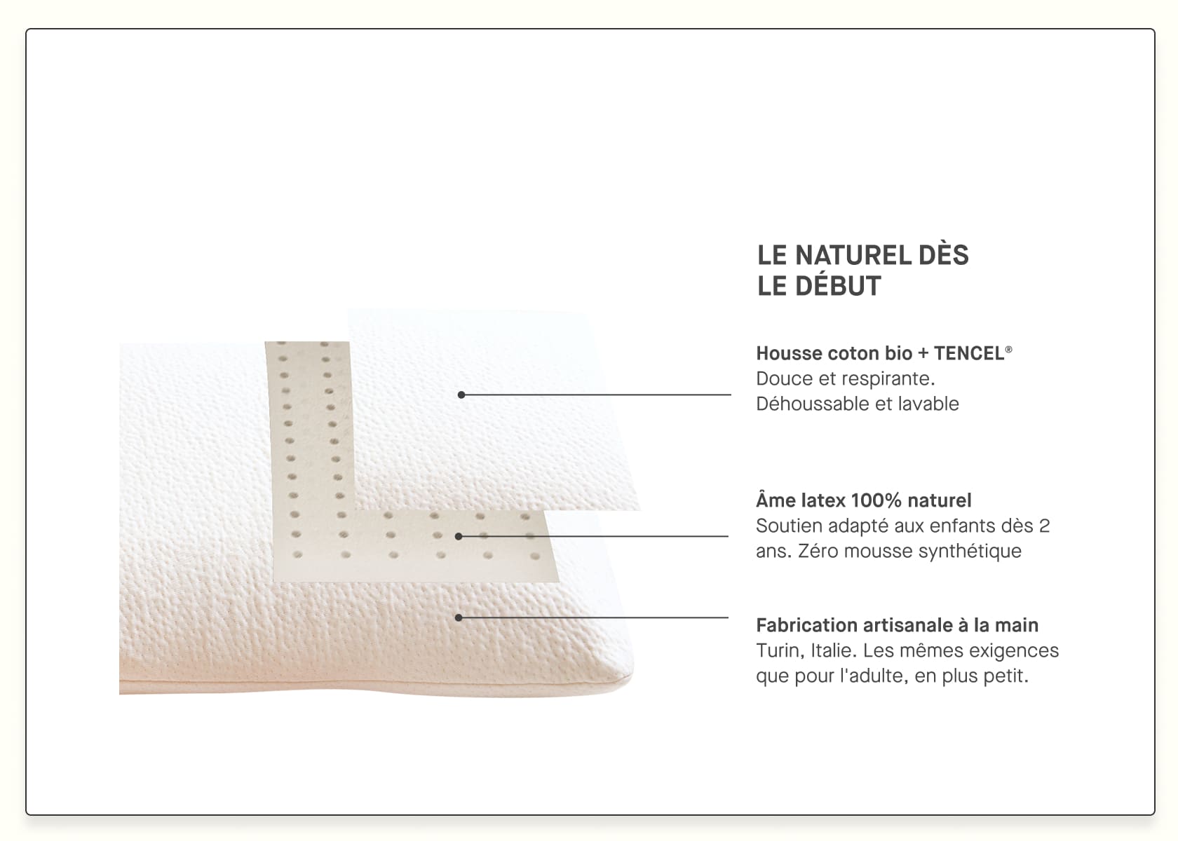Cuscino per bambini in lattice naturale