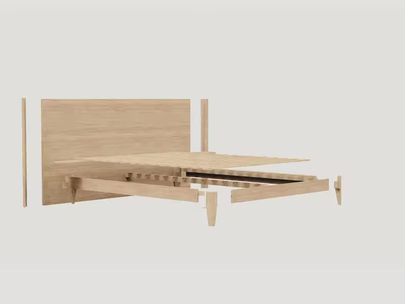 Charger la vidéo : Lit avec sommier en chêne massif CLAIRIÈRE