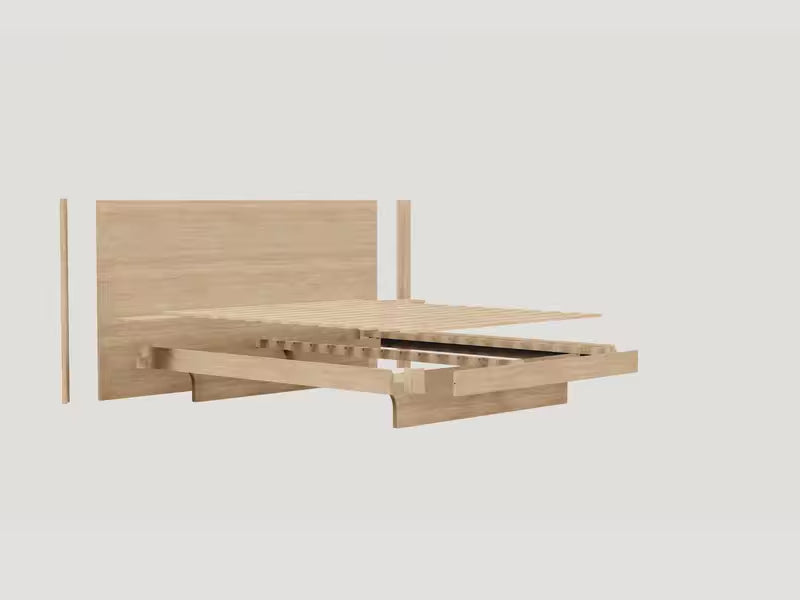 Charger la vidéo : Lit avec sommier en chêne massif HAMAC