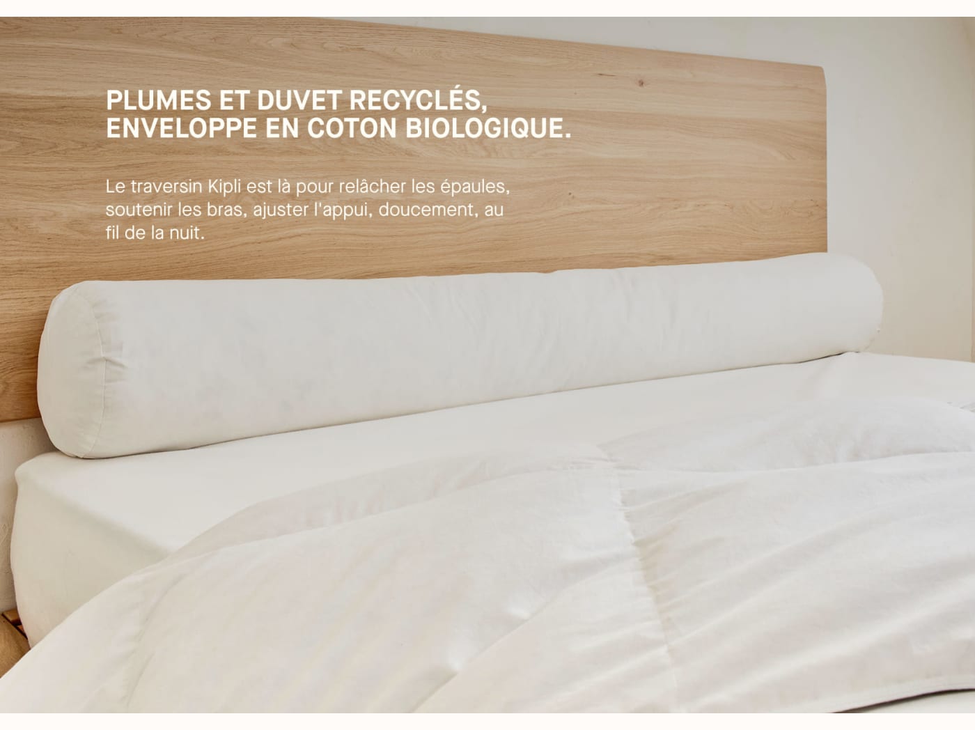 Traversin en plumes et duvet recyclés